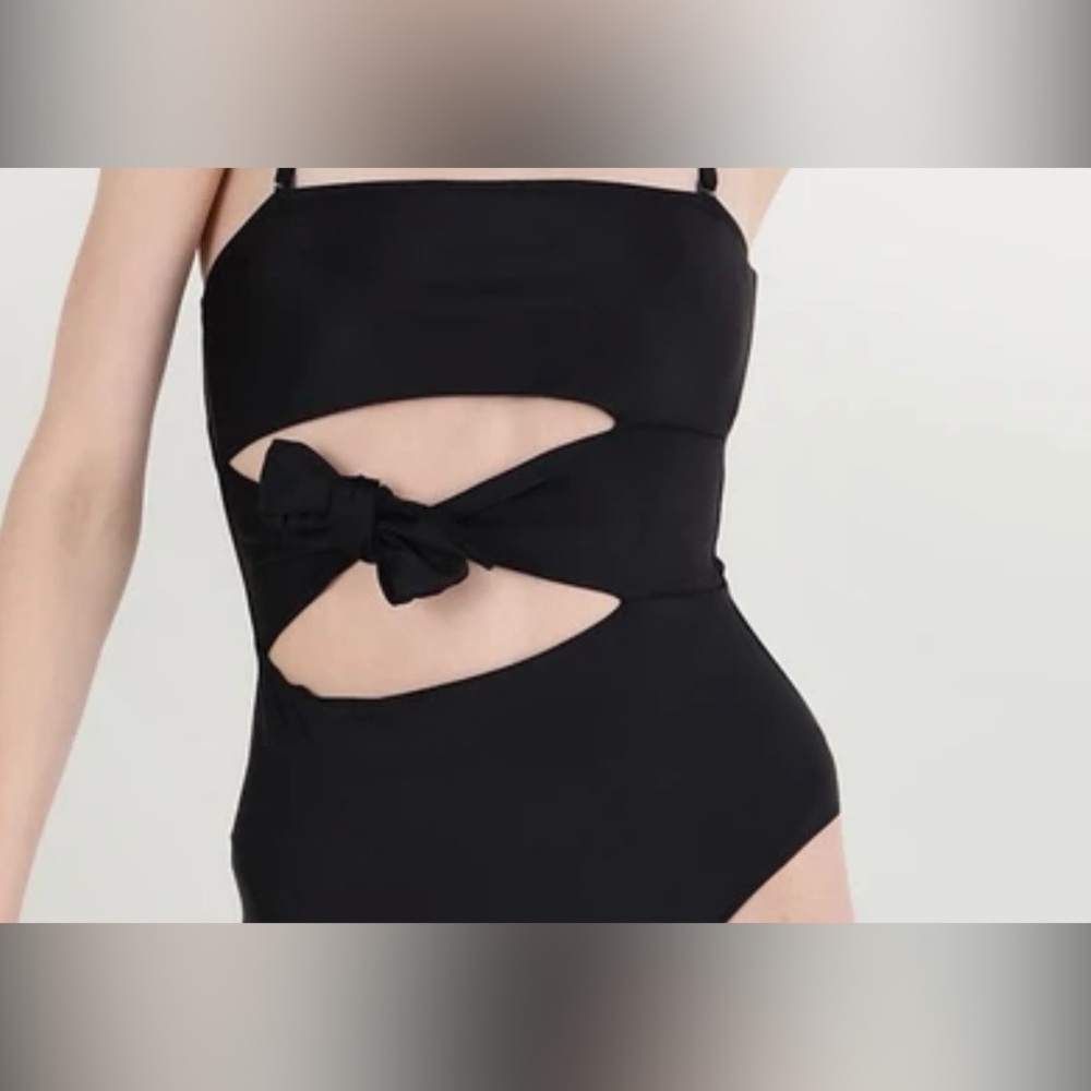 Aerie Black One-Piece Cutout Swimsuit with Front Tie